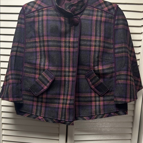 The Limited Plaid Cape Jacket - Purple and Pink - Picture 3 of 7